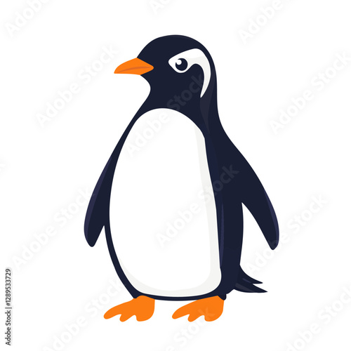 Minimalist flat illustration of Penguin, featuring a clean design isolated on a white background.

