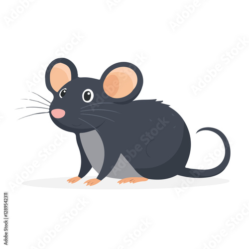 Minimalist flat illustration of Rat, featuring a clean design isolated on a white background.

