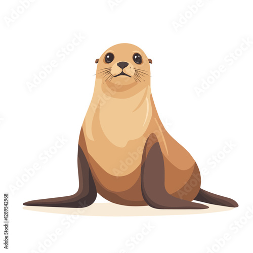 Minimalist flat illustration of a Sea Lion, featuring a clean design isolated on a white background.

