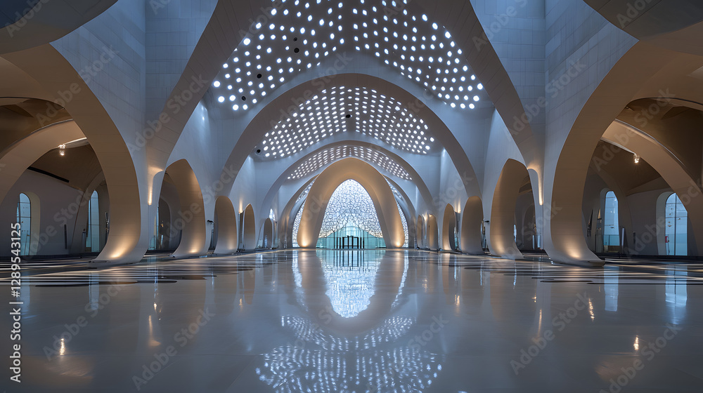 A futuristic Saudi Arabian cultural center combining traditional Arabian design with advanced technology.