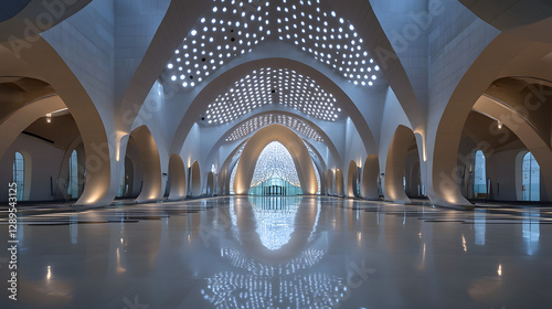 A futuristic Saudi Arabian cultural center combining traditional Arabian design with advanced technology.
