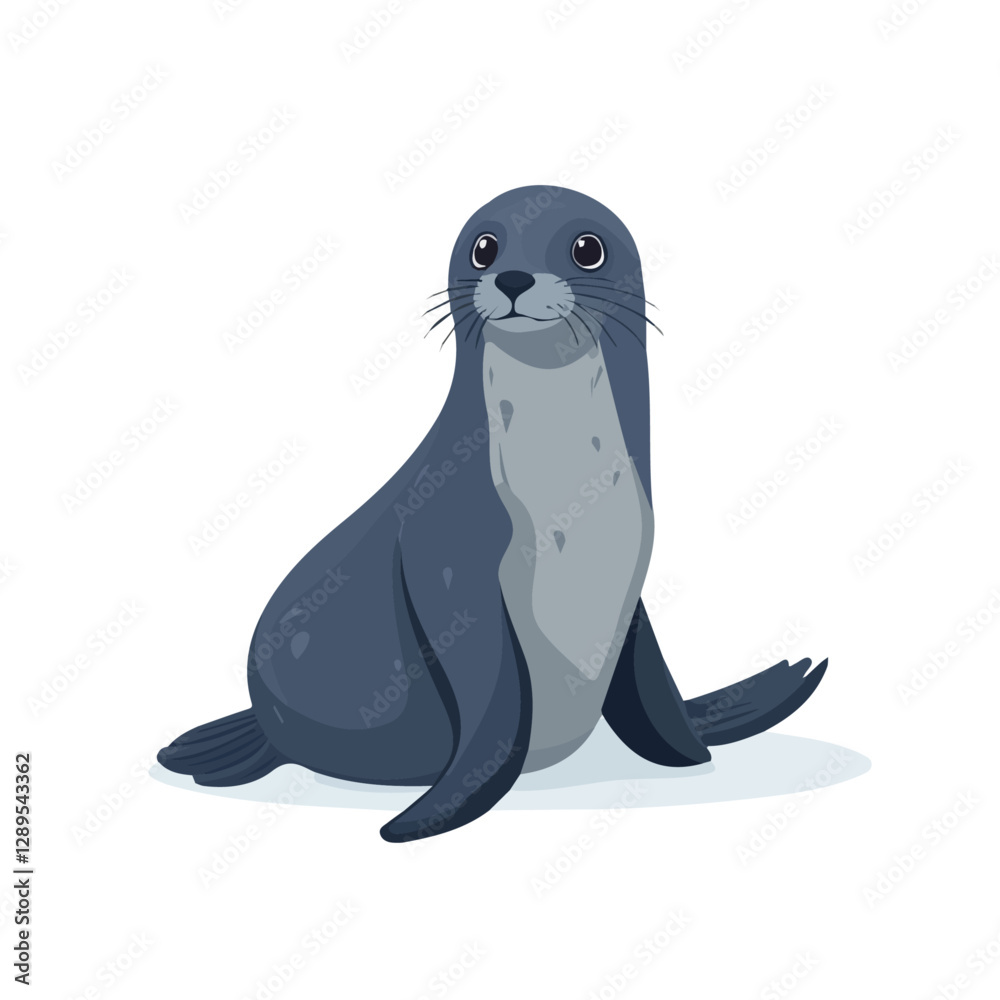 Minimalist flat illustration of a Seal, featuring a clean design isolated on a white background.

