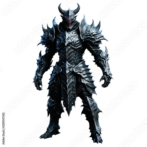 dark fantasy armored demon warrior isolated on transparent background