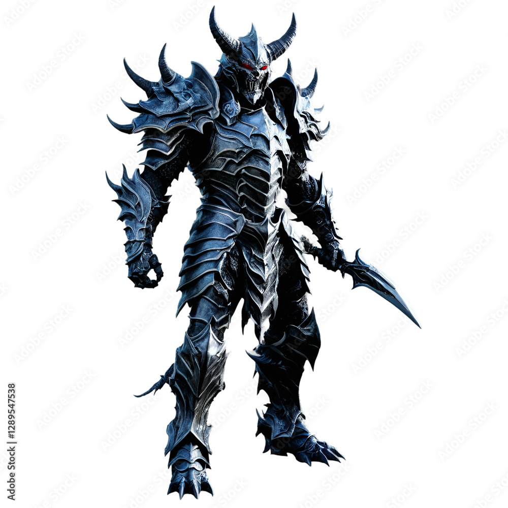 Fototapeta premium dark fantasy armored demon warrior isolated on transparent background