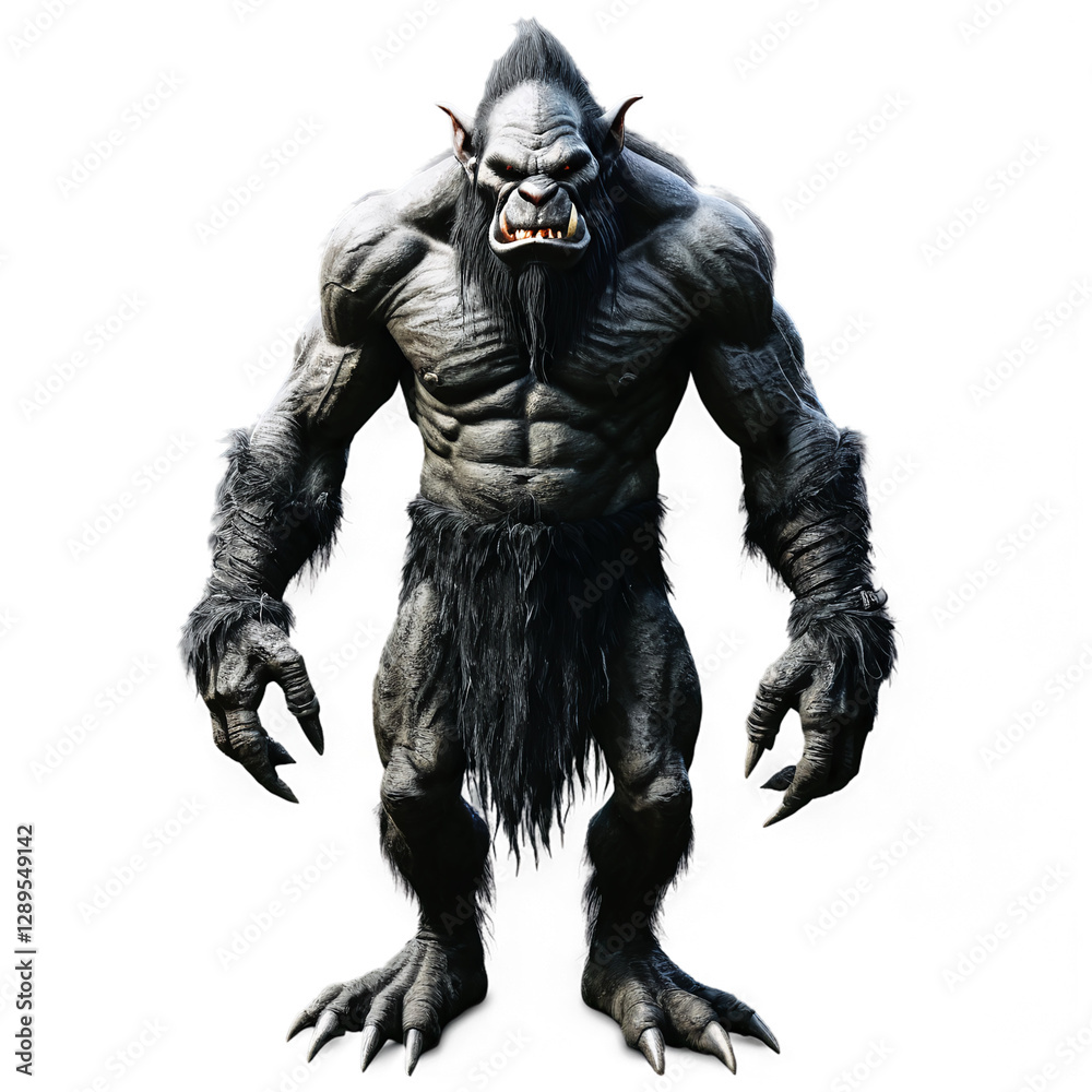 dark fantasy troll goblin isolated on transparent background