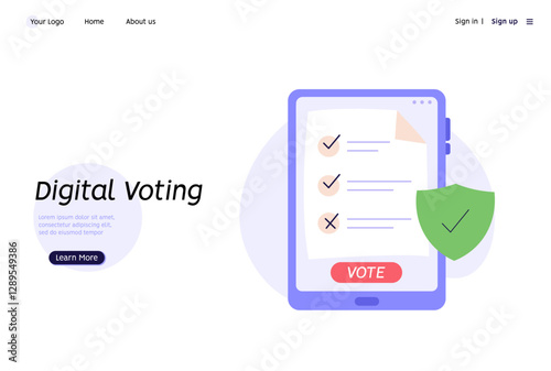 Online Voting and Election Campaign. Man Voting with Vote Box and Calling for Vote. Concept of Election Day, Making Choice, Balloting Paper, Democracy. Vector illustration for UI, mobile app