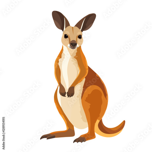 Minimalist flat illustration of Wallaby, featuring a clean design isolated on a white background.

