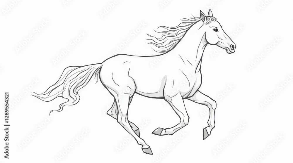Galloping Horse Single-Line Drawing Galloping Horse Single-Line Drawing