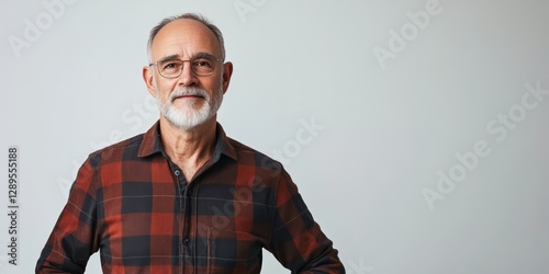 Confident Senior Man in Casual Attire Against a Neutral Background