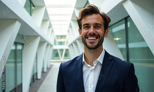 Wallpaper Mural Businessman Standing in a Futuristic Building Torontodigital.ca