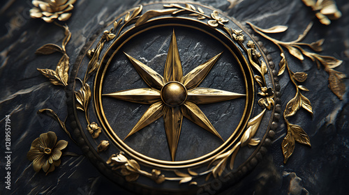 A compass with intricate floral details and the four cardinal directions symbolizing guidance and nature.
