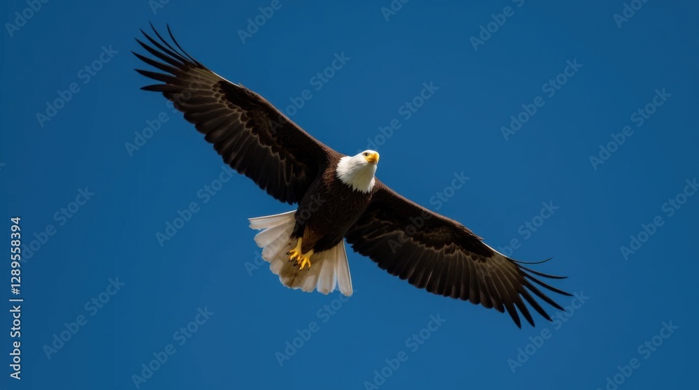 Obraz premium Bald Eagle in Flight with Wings Spread