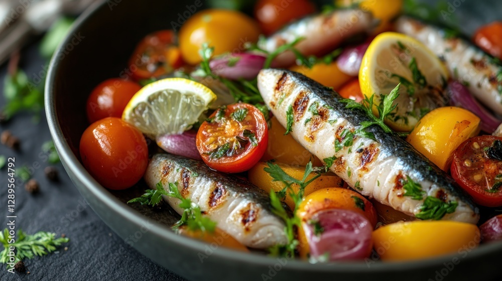 Grilled Sardines, Tomatoes, and Onions Salad Grilled Sardines, Tomatoes, and Onions Salad