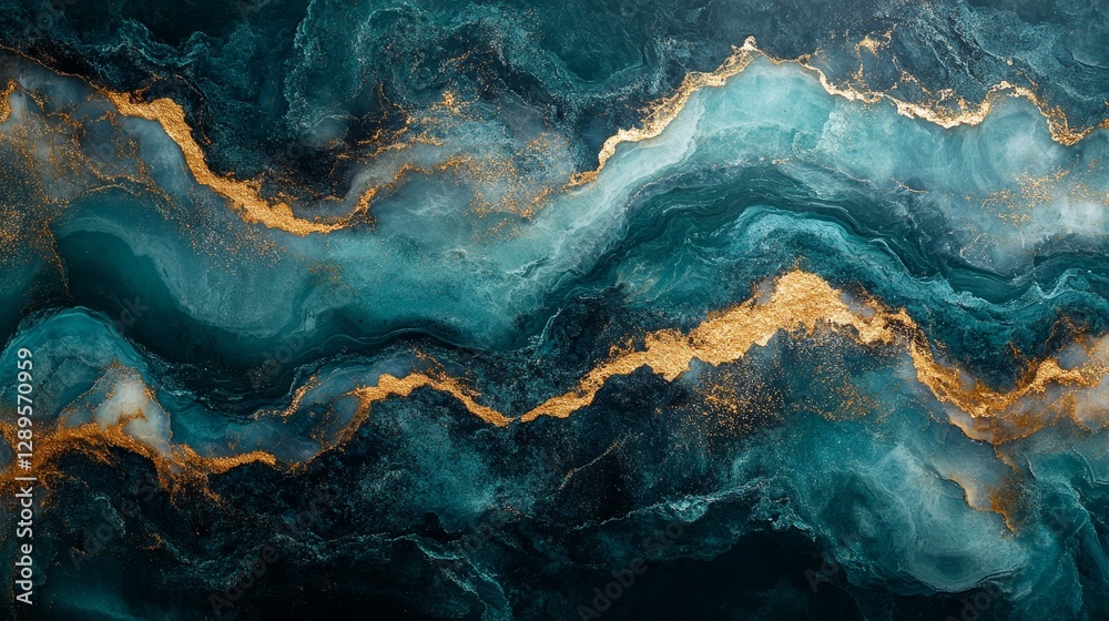 Abstract design featuring marbled teal and gold patterns, reminiscent of fluid art and natural stone textures, creating a luxurious effect. Abstract design featuring marbled teal and gold patterns, reminiscent of fluid art and natural stone textures, creating a luxurious effect.
