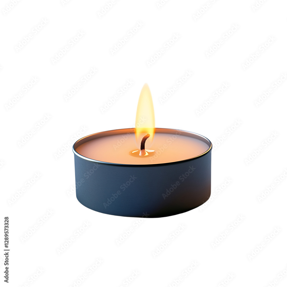 Lit Tea Light Candle Flame Isolated on Transparent Background Lit Tea Light Candle Flame Isolated on Transparent Background