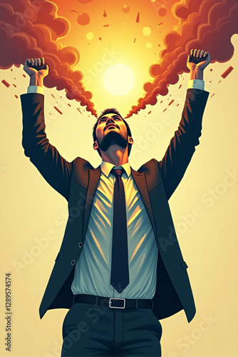 Creative Businessman Imagining Success, Aspiring to Make Dreams Come True Through Motivation and Big Thinking