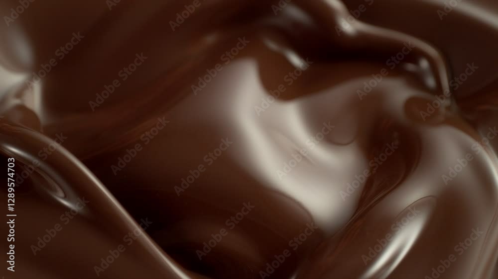 Super Slow Motion of Splashing and Mixing Hot Melted Chocolate, Creating Waves Shapes, Filmed on High Speed Cinema Camera, 1000 fps. Super Slow Motion of Splashing and Mixing Hot Melted Chocolate, Creating Waves Shapes, Filmed on High Speed Cinema Camera, 1000 fps.