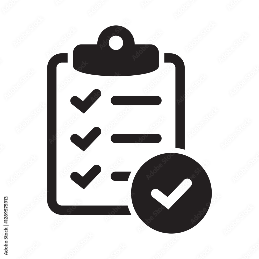 Clipboard icon. Clipboard with check mark icon. Clipboard icon. Clipboard with check mark icon.