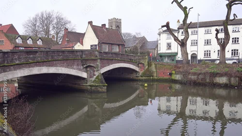 View across the River Wensum towards the historic city of Norwich, Norfolk View across the River Wensum towards the historic city of Norwich, Norfolk