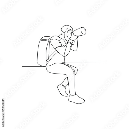 One continuous line drawing of Photographer is on duty vector design illustration. Photographer design illustration simple linear style vector concept. Photographer illustration for your asset design.