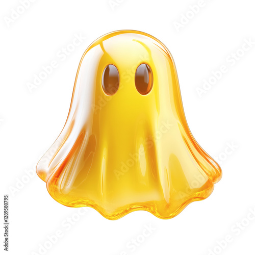 Snapchat Ghost Icon with Yellow to Gold Gradient Isolated on Transparent Background