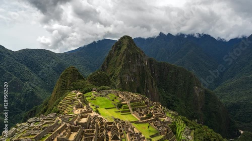 Machu Picchu timelapse, Cusco Region, Peru, zooming out.