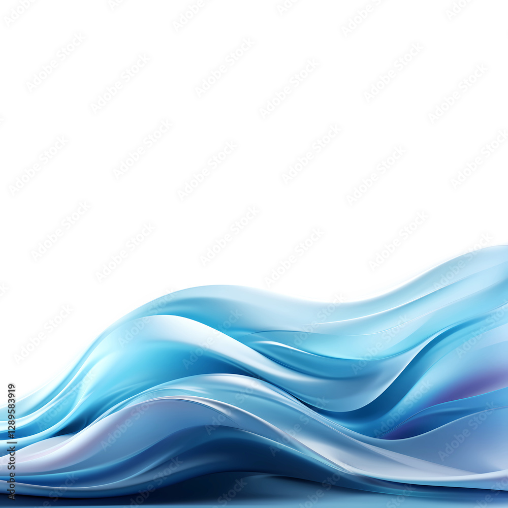 Obraz premium Abstract design of blue waves on a white background with copy space. Concept for World Water Day. Ideal for creative projects, digital designs and modern presentations. Place for text