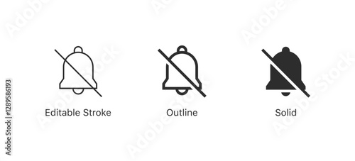 notification off icon set. no bell icon alarm off symbol silent mute icons