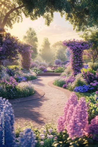 Beautiful garden with colorful flowers.