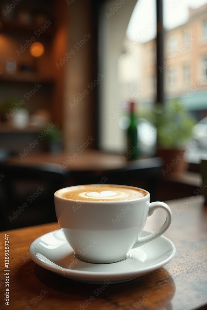 Creamy coffee, blurred cafe scene, soft focus , relax, image, light Creamy coffee, blurred cafe scene, soft focus , relax, image, light