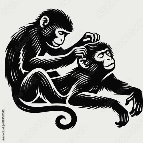 Monkeys Grooming,