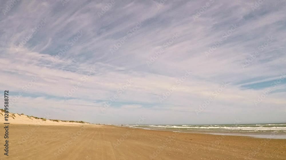 Timelapse of a drive on the beach along the Gulf of Mexico, on South Padre Island.