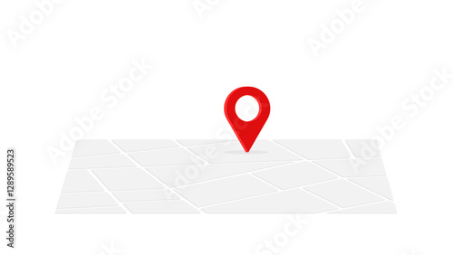A red location pin placed on a simplified map, symbolizing navigation, GPS, destination, and geolocation services