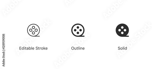 film, video reel icon movie symbol. editable stroke, outline flat style