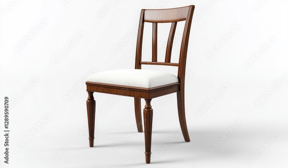 Classic wooden chair with white cushion. Classic wooden chair with white cushion.