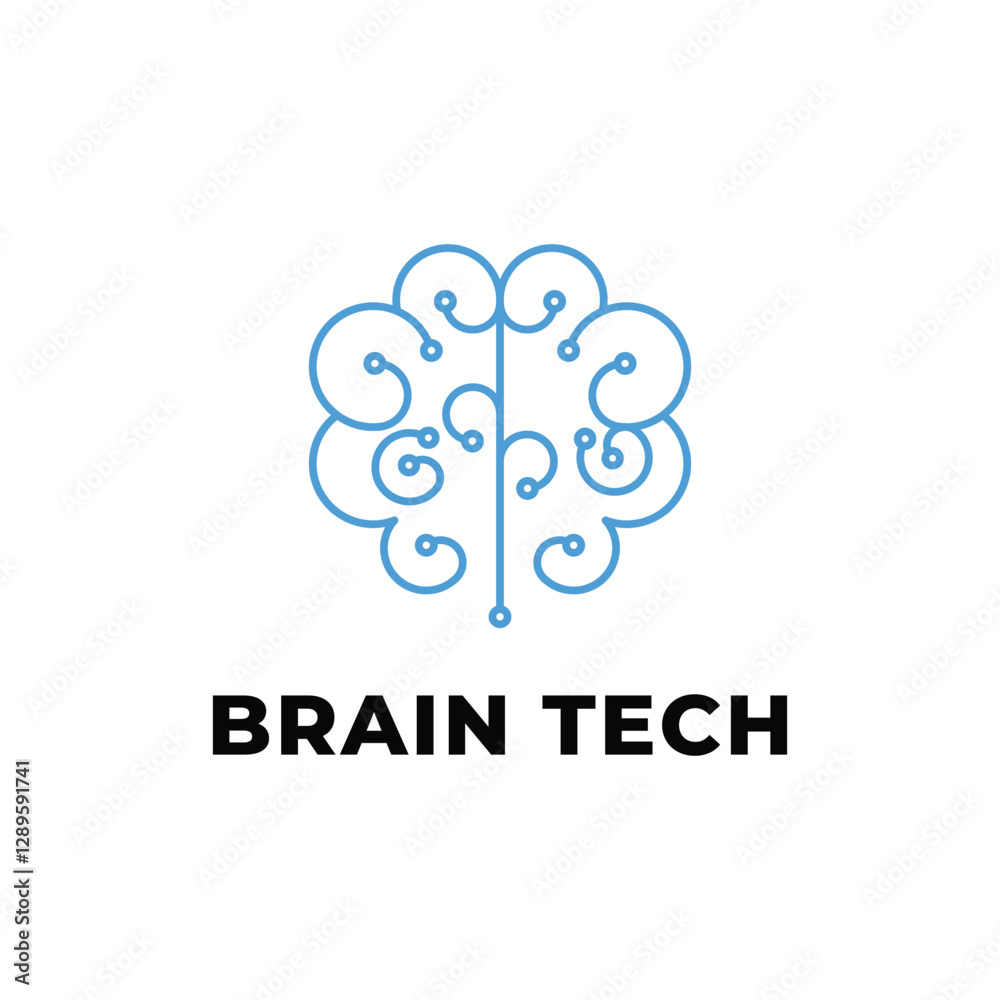 Obraz premium Brain tech logo design creative concept idea