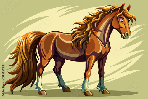 vector of  A brown horse with a long mane