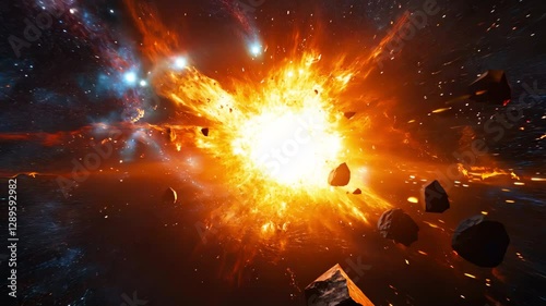 Fiery Supernova Burst in Space Cosmic Explosion - Made with Generative AI