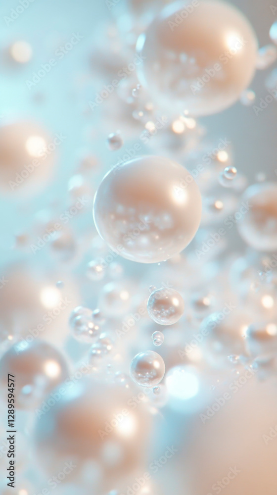 Fototapeta premium Pearl-Like Spheres Floating in a Misty Pastel-Toned Atmosphere