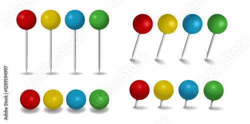 small set every collor pin ball red colored pin realistic sharp for pinning board or corkboard