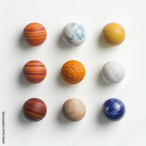 collection of decorative orbs on a white surface