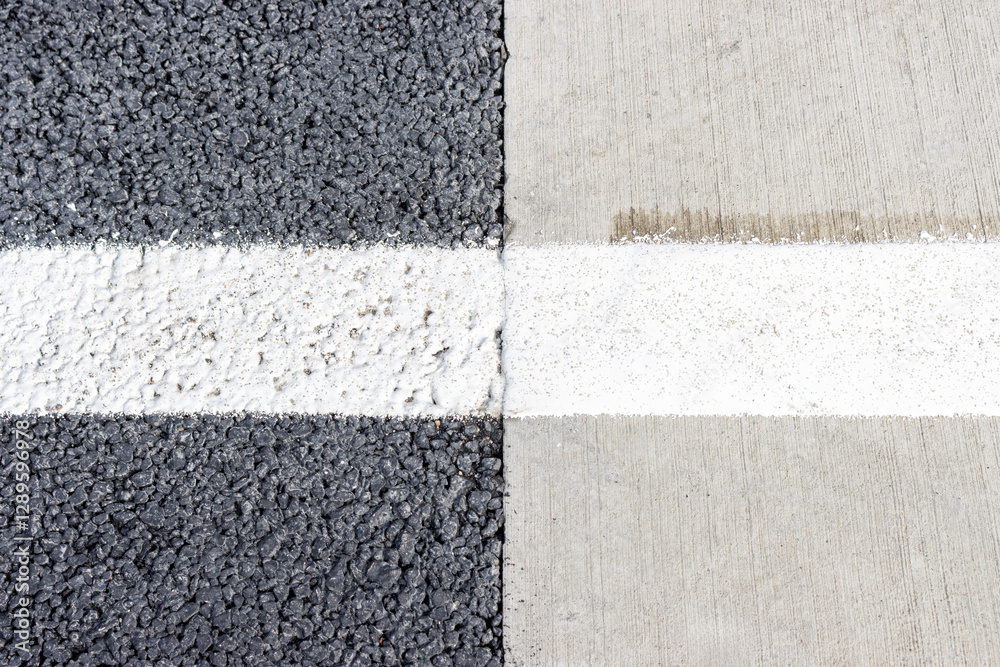道路の白線、コンクリートとアスファルトの境界