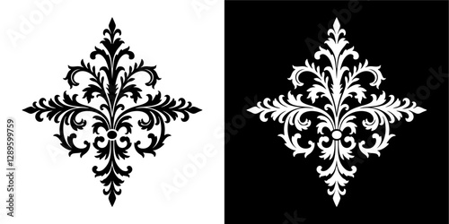 Wallpaper Mural Black and white damask pattern. Torontodigital.ca