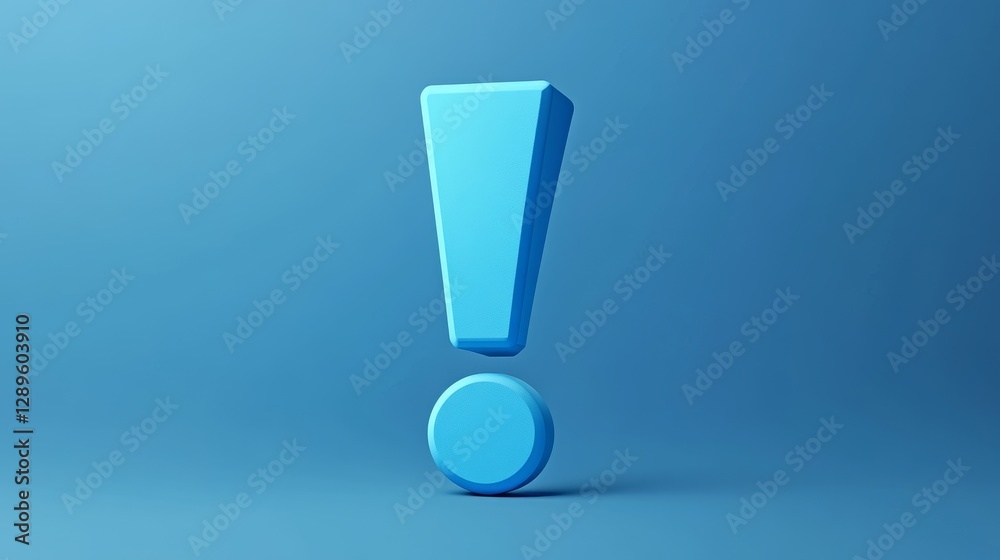 Blue exclamation mark icon, 3D attention symbol. Realistic design concept. Vector element. Blue exclamation mark icon, 3D attention symbol. Realistic design concept. Vector element.
