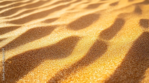 Rippled Sand Texture in Golden Sunlight / 黄金色の太陽光を浴びた砂の波紋のテクスチャ