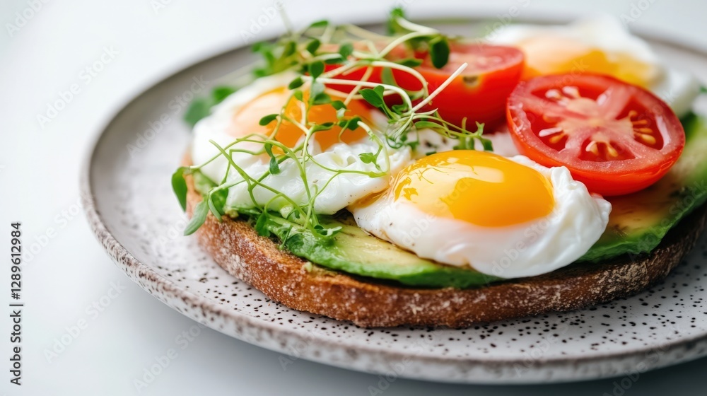 avocado toast with poached eggs and tomatoes avocado toast with poached eggs and tomatoes