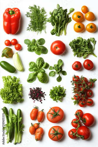 Set of Vegetables on White Background
