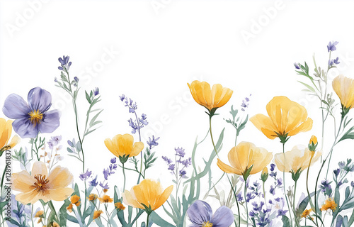 Wallpaper Mural Wild Field Flowers Watercolor Illustration
 Torontodigital.ca