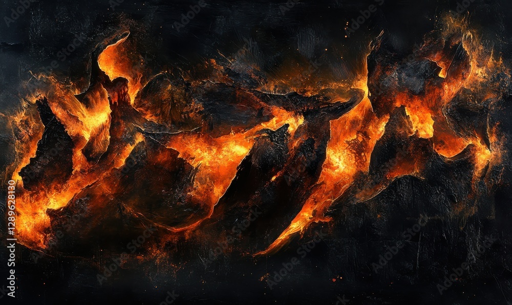 Dynamic fire embers glowing against a deep black background, their fiery tones creating a bold and intense composition Dynamic fire embers glowing against a deep black background, their fiery tones creating a bold and intense composition