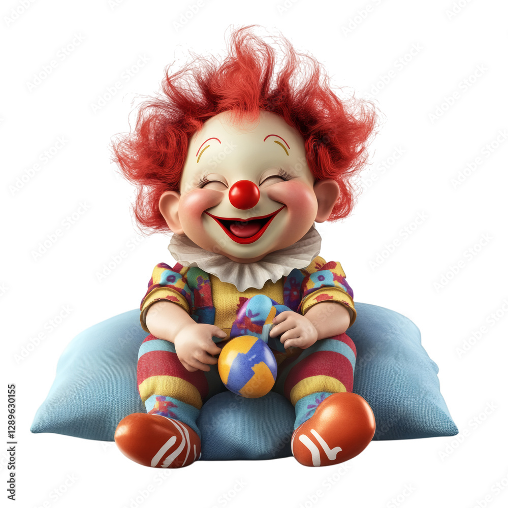 A Giggling 3D Cartoon Baby with Pacifier and Rosy Isolated on Transparent Background A Giggling 3D Cartoon Baby with Pacifier and Rosy Isolated on Transparent Background